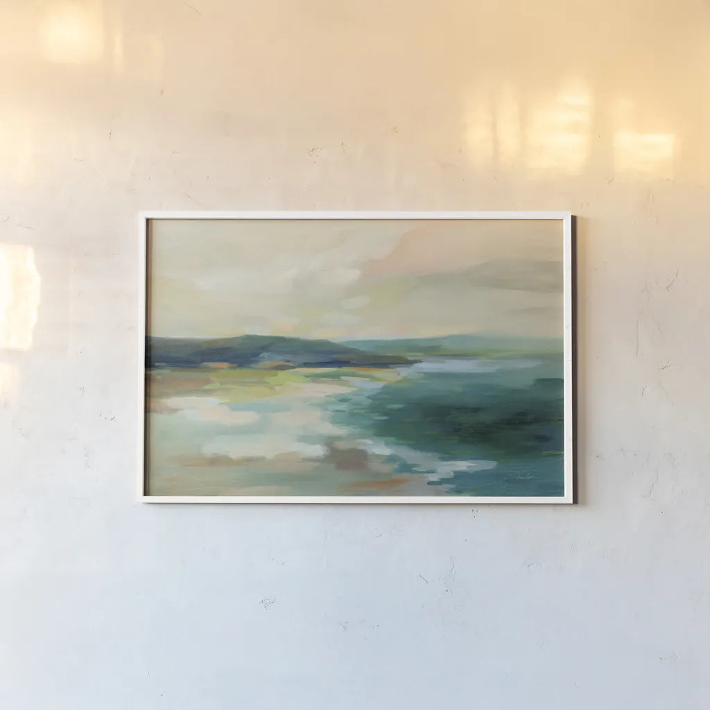 Pastel Lake by Silvia Vassileva. shown as a paper print in a white frame. Available as a archival giclee rolled canvas, fine art paper, or poster print. SKU 79884i.