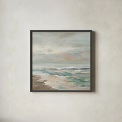 Pastel Tide by Silvia Vassileva. Shown in a sleek black glass frame for a contemporary gallery look. Available as an archival giclee rolled canvas, fine art paper, or poster print. SKU 70144a.