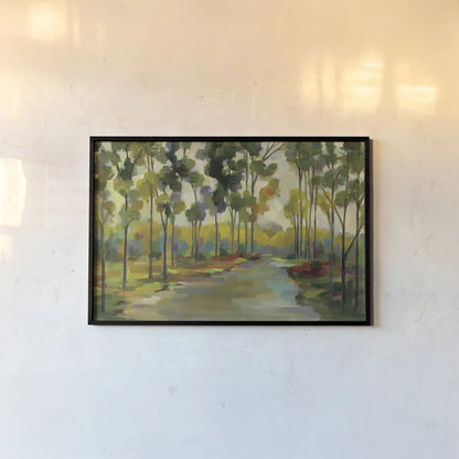 Path in the Forest by Silvia Vassileva. shown as a paper print in a black flame. Available as a archival giclee rolled canvas, fine art paper, or poster print. SKU 46658i.