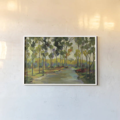 Path in the Forest by Silvia Vassileva. shown as a paper print in a white frame. Available as a archival giclee rolled canvas, fine art paper, or poster print. SKU 46658i.