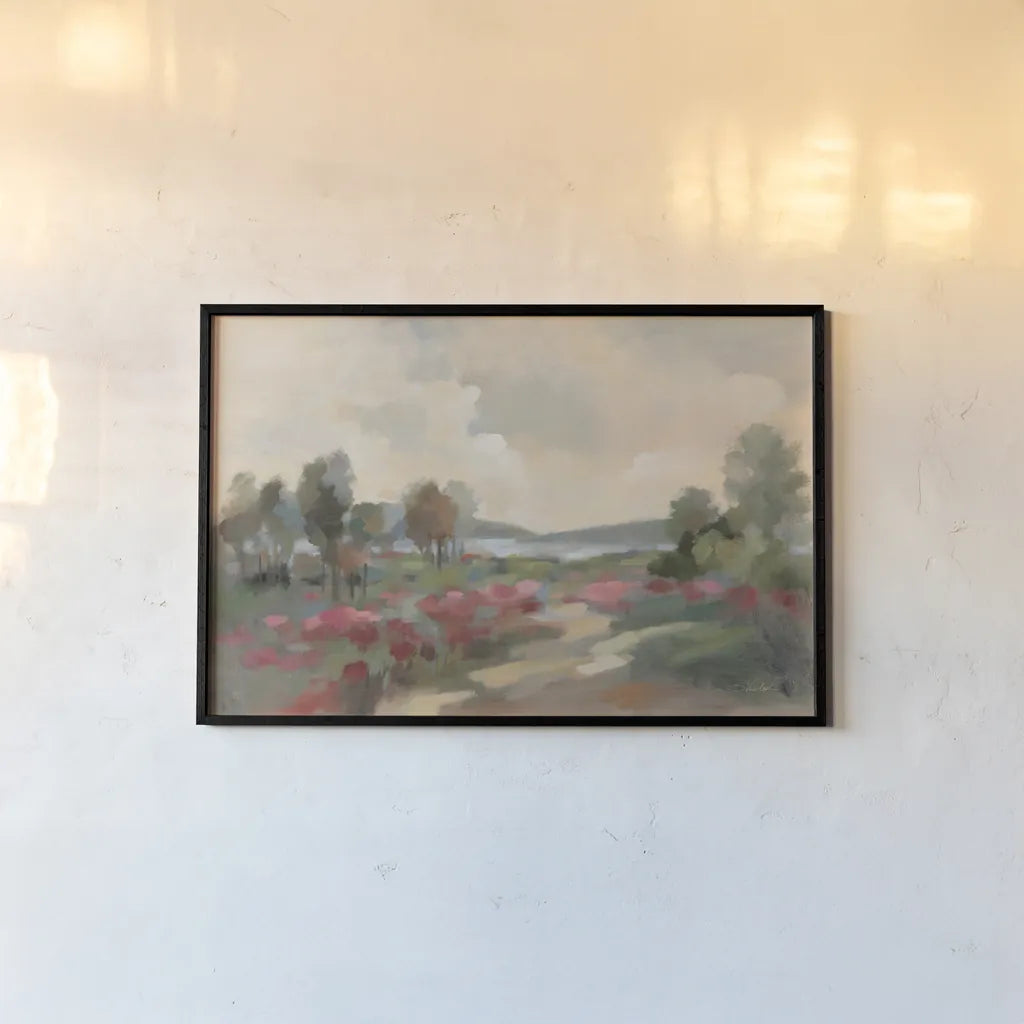 Path to the Lake by Silvia Vassileva. shown as a paper print in a black flame. Available as a archival giclee rolled canvas, fine art paper, or poster print. SKU 86938i.