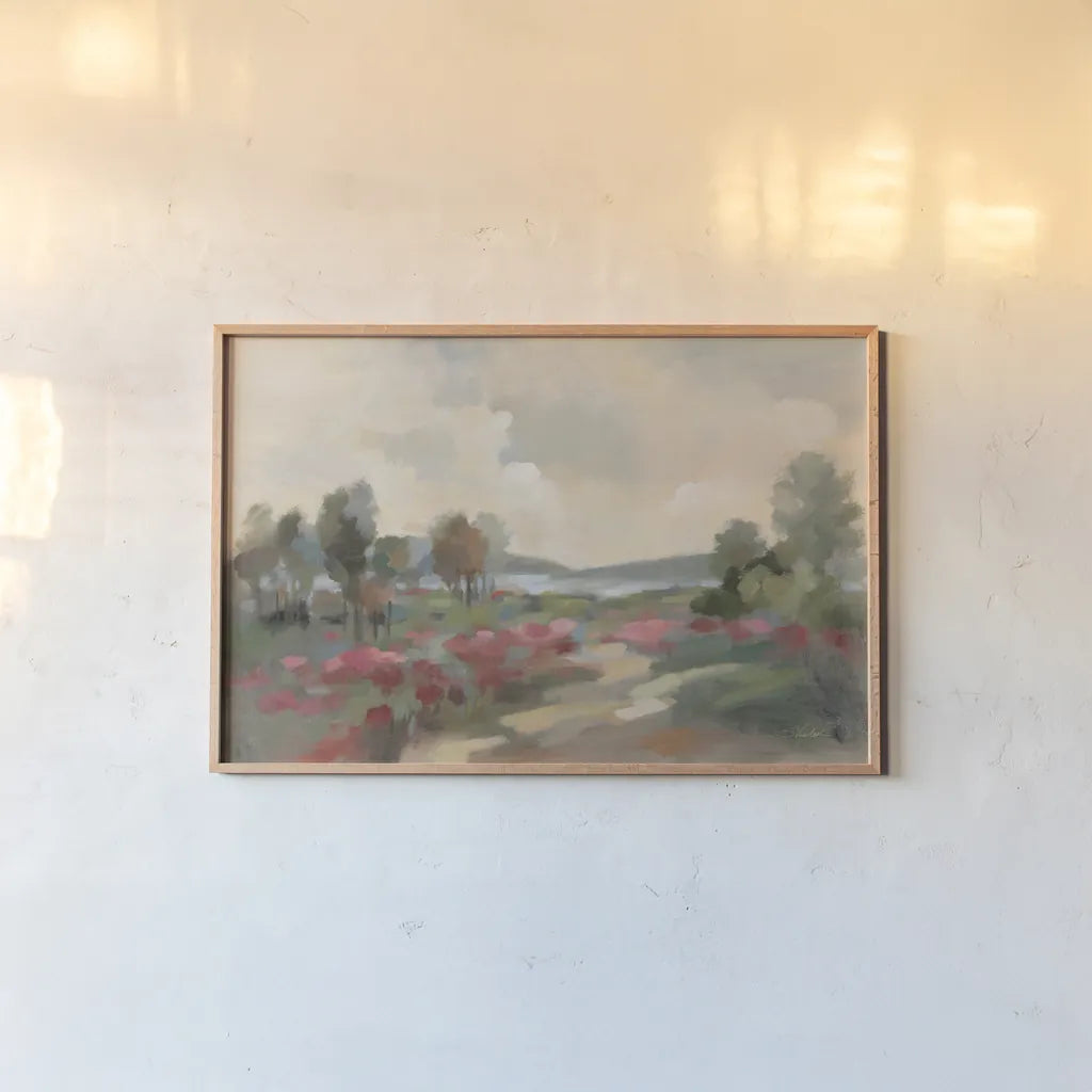 Path to the Lake by Silvia Vassileva. shown as a paper print in a natural frame. Available as a archival giclee rolled canvas, fine art paper, or poster print. SKU 86938i.