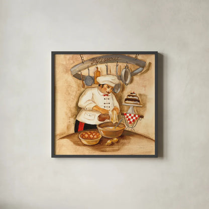 Patisserie by Silvia Vassileva. Shown in a sleek black glass frame for a contemporary gallery look. Available as an archival giclee rolled canvas, fine art paper, or poster print. SKU 49548a.