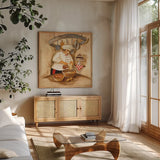 Patisserie by Silvia Vassileva. Shown in a natural wood frame in a cozy modern living room. Available as an archival giclee rolled canvas, fine art paper, or poster print. SKU 49548a.