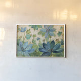 Peacock Bloom by Silvia Vassileva. shown as a paper print in a white frame. Available as a archival giclee rolled canvas, fine art paper, or poster print. SKU 23509i.