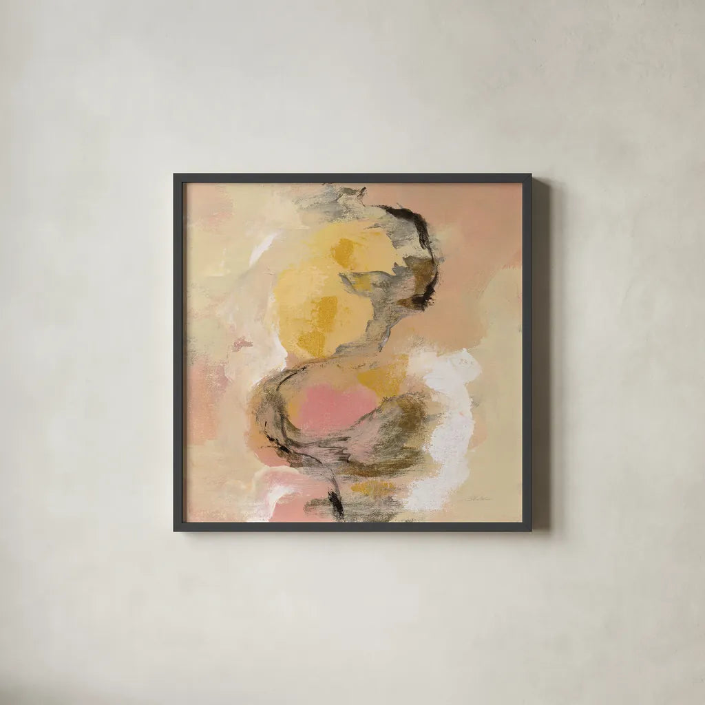 Peony Aroma I by Silvia Vassileva. Shown in a sleek black glass frame for a contemporary gallery look. Available as an archival giclee rolled canvas, fine art paper, or poster print. SKU 63911a.