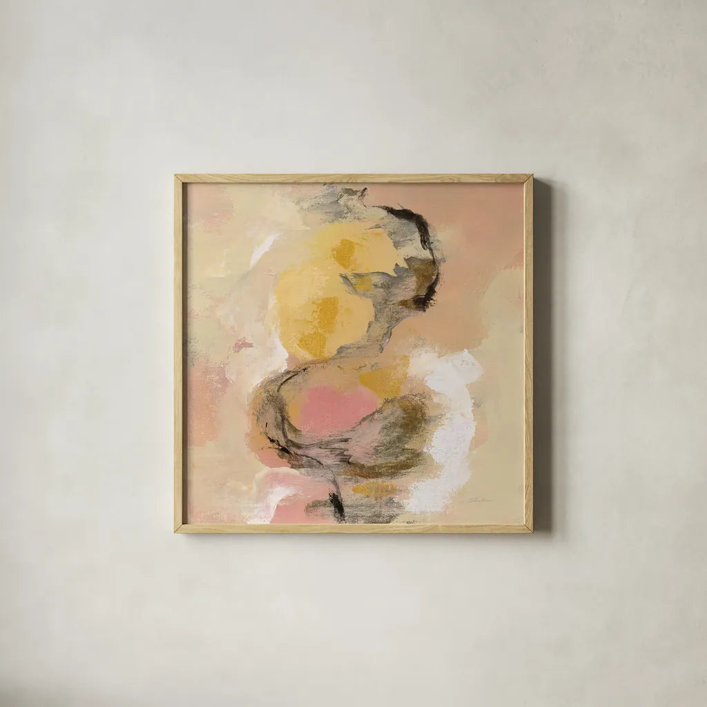 Peony Aroma I by Silvia Vassileva. Shown in a natural wood glass frame for a timeless modern aesthetic. Available as an archival giclee rolled canvas, fine art paper, or poster print. SKU 63911a.