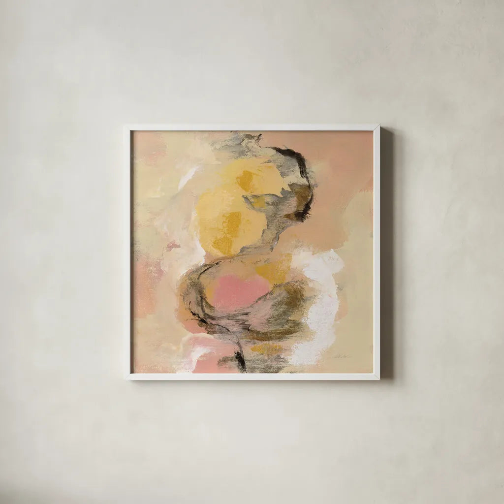 Peony Aroma I by Silvia Vassileva. Shown in a crisp white glass frame for a clean and minimalist style. Available as an archival giclee rolled canvas, fine art paper, or poster print. SKU 63911a.