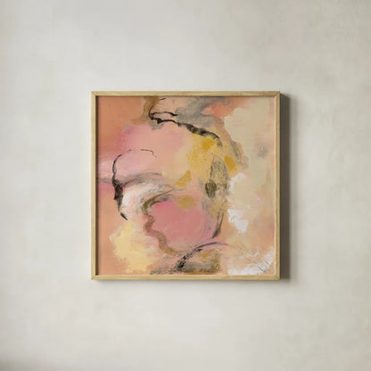 Peony Aroma II by Silvia Vassileva. Shown in a natural wood glass frame for a timeless modern aesthetic. Available as an archival giclee rolled canvas, fine art paper, or poster print. SKU 63912a.
