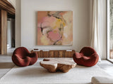 Peony Aroma II by Silvia Vassileva. Shown as extra-large giant wall art in a modern living room. Available as an archival giclee rolled canvas, fine art paper, or poster print. SKU 63912a.