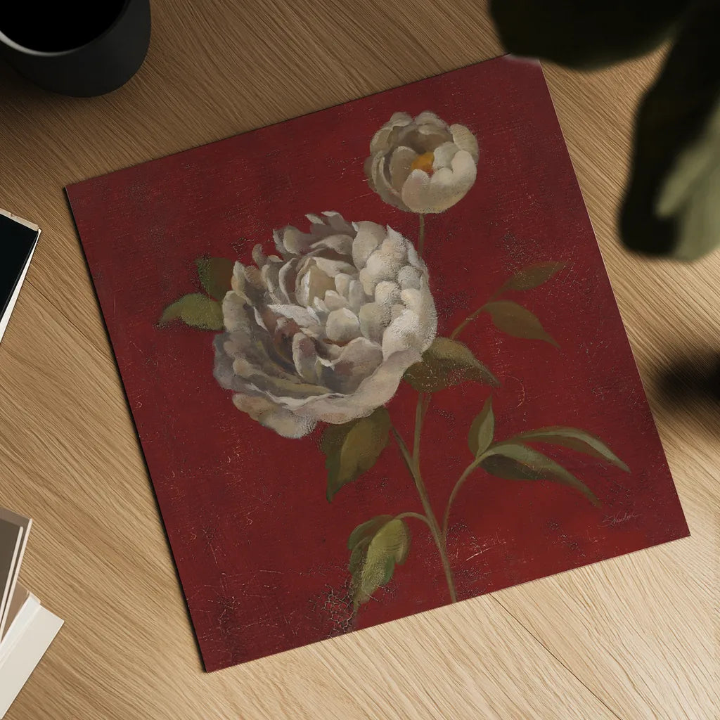 Peony Blooms by Silvia Vassileva. Shown as a detailed flat fine art print, highlighting archival giclee quality. Available as an archival giclee rolled canvas, fine art paper, or poster print. SKU 60334a.