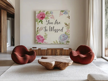 Petals and Blossoms II Missed by Silvia Vassileva. Shown as extra-large giant wall art in a modern living room. Available as an archival giclee rolled canvas, fine art paper, or poster print. SKU 52510a.