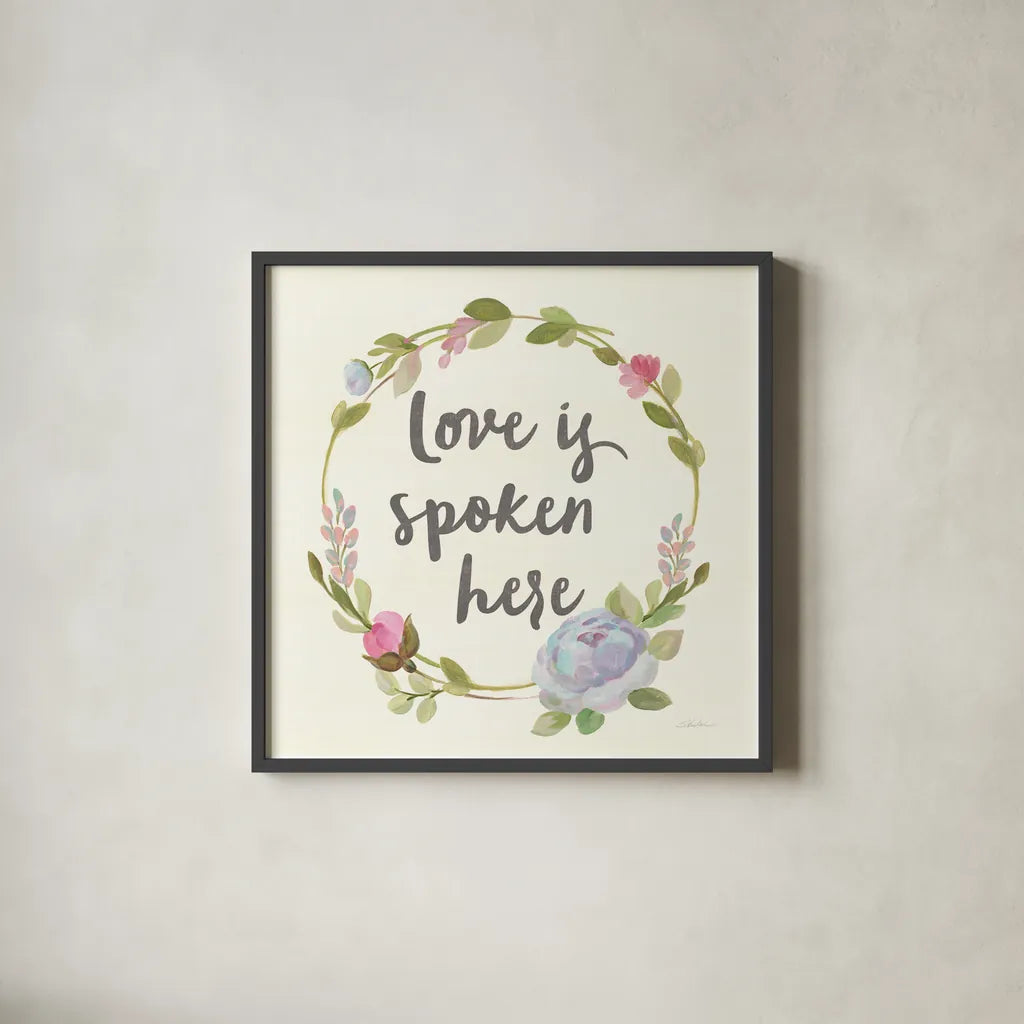 Petals and Blossoms IX by Silvia Vassileva. Shown in a sleek black glass frame for a contemporary gallery look. Available as an archival giclee rolled canvas, fine art paper, or poster print. SKU 46400a.