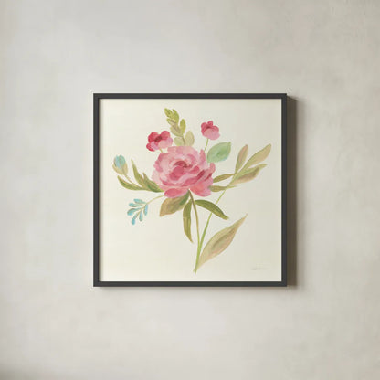 Petals and Blossoms V by Silvia Vassileva. Shown in a sleek black glass frame for a contemporary gallery look. Available as an archival giclee rolled canvas, fine art paper, or poster print. SKU 46117a.