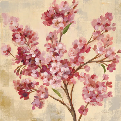 Pink Cherry Branch I by Silvia Vassileva. SKU 9431a. Archival Giclee Fine art print for wall decor.