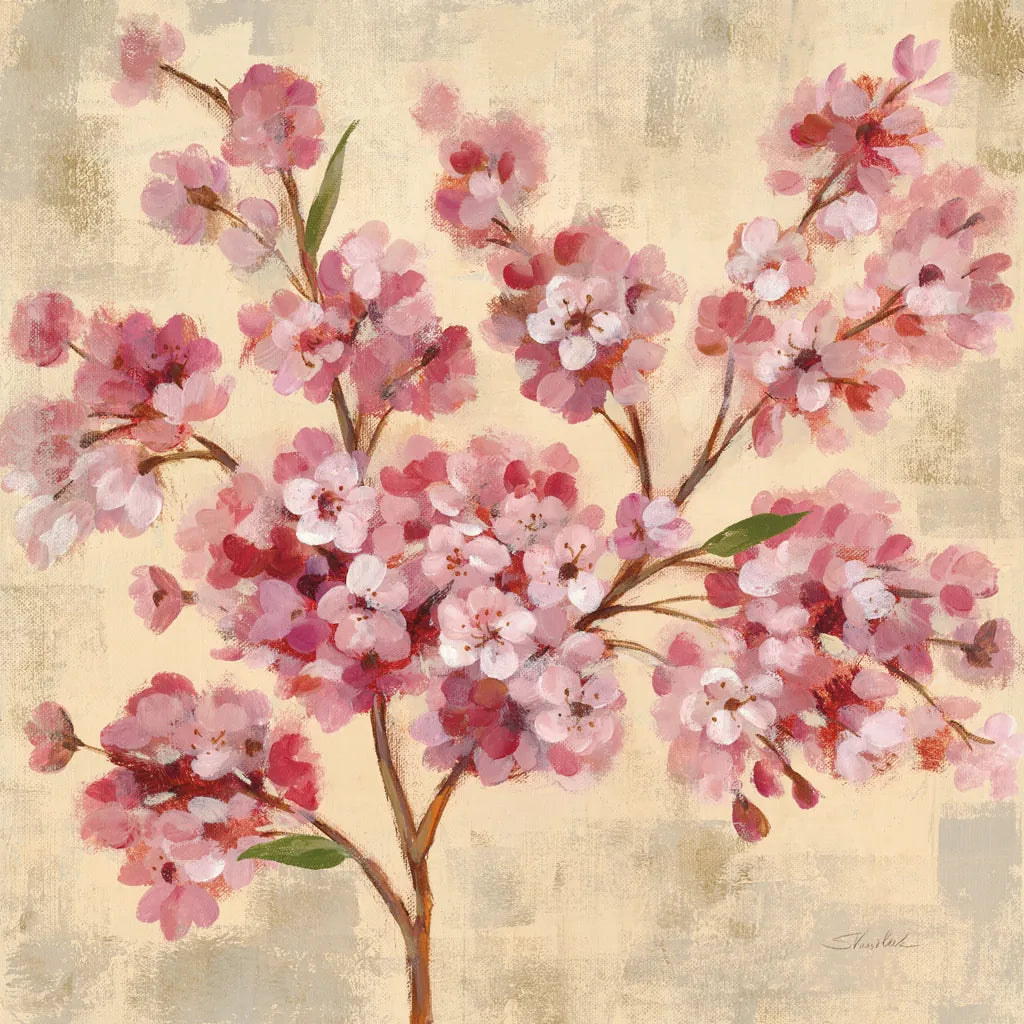Pink Cherry Branch II by Silvia Vassileva. SKU 9432a. Archival Giclee Fine art print for wall decor.