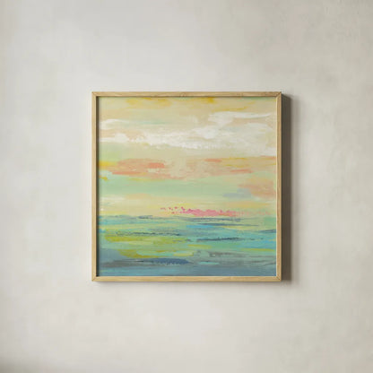 Pink Clouds II by Silvia Vassileva. Shown in a natural wood glass frame for a timeless modern aesthetic. Available as an archival giclee rolled canvas, fine art paper, or poster print. SKU 50285a.