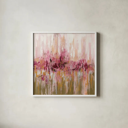 Pink Reflections by Silvia Vassileva. Shown in a crisp white glass frame for a clean and minimalist style. Available as an archival giclee rolled canvas, fine art paper, or poster print. SKU 37339a.