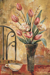 Pink Tulips and Ivory Cup Crop by Silvia Vassileva. SKU 9550h. Archival Giclee Fine art print for wall decor.