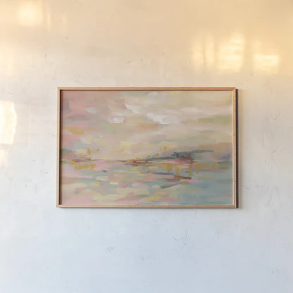 Pink Waves by Silvia Vassileva. shown as a paper print in a natural frame. Available as a archival giclee rolled canvas, fine art paper, or poster print. SKU 37338i.