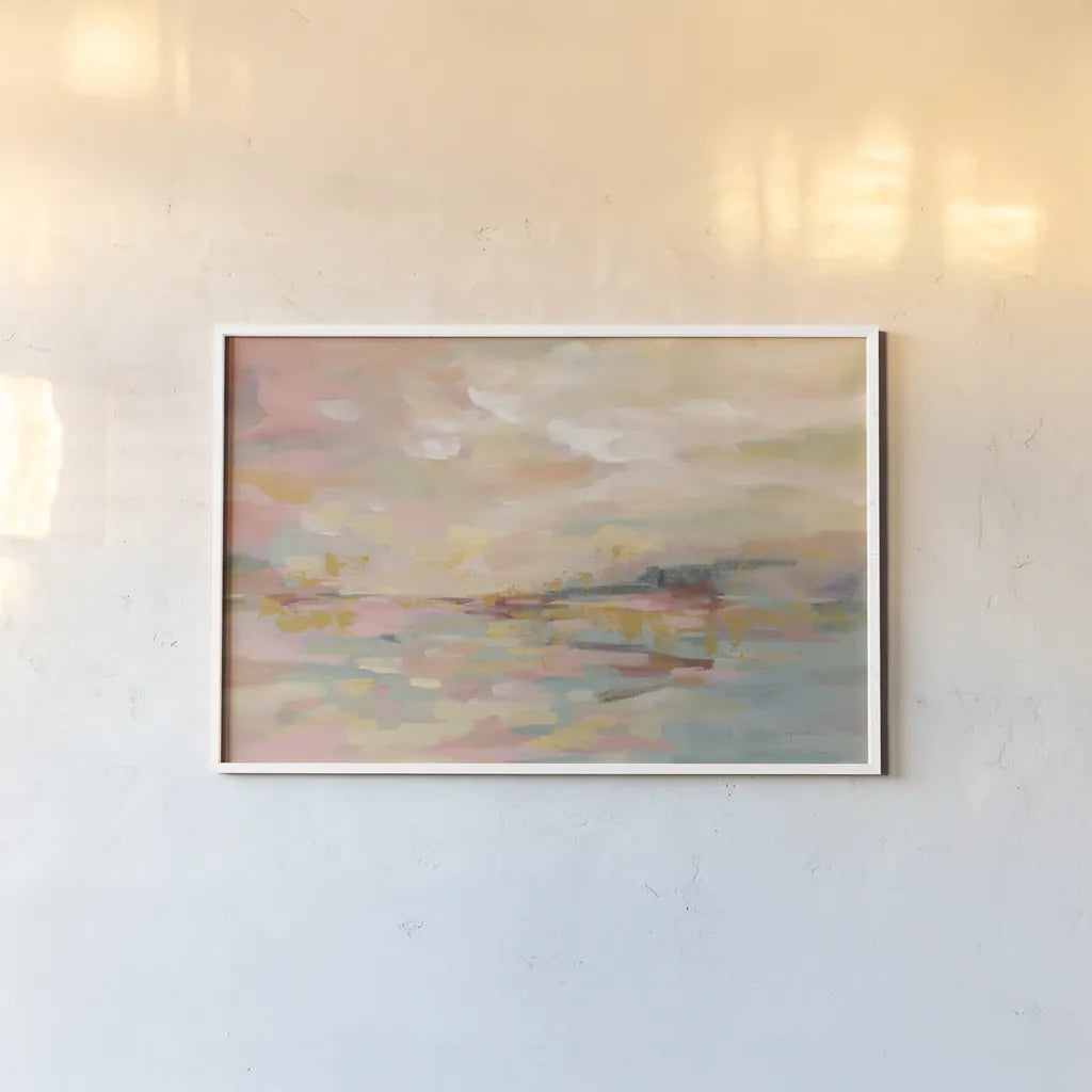 Pink Waves by Silvia Vassileva. shown as a paper print in a white frame. Available as a archival giclee rolled canvas, fine art paper, or poster print. SKU 37338i.