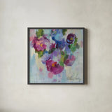 Pink and Blue III by Silvia Vassileva. Shown in a sleek black glass frame for a contemporary gallery look. Available as an archival giclee rolled canvas, fine art paper, or poster print. SKU 21901a.