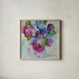 Pink and Blue III by Silvia Vassileva. Shown in a natural wood glass frame for a timeless modern aesthetic. Available as an archival giclee rolled canvas, fine art paper, or poster print. SKU 21901a.