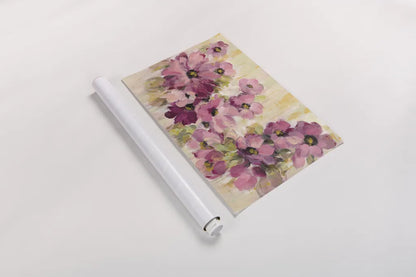 Pink and Green Bloom by Silvia Vassileva. shown as a rolled paper print. Available as archival giclee rolled canvas, fine art paper, or poster print. SKU 62962i.