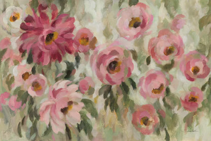 Pink and Sage Garden by Silvia Vassileva. SKU 95706i. Archival Giclee Fine art print for wall decor.