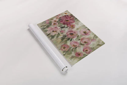 Pink and Sage Garden by Silvia Vassileva. shown as a rolled paper print. Available as archival giclee rolled canvas, fine art paper, or poster print. SKU 95706i.
