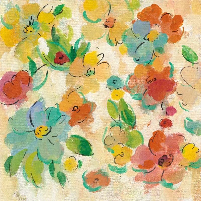 Playful Floral Trio II by Silvia Vassileva. SKU 46653a. Archival Giclee Fine art print for wall decor.