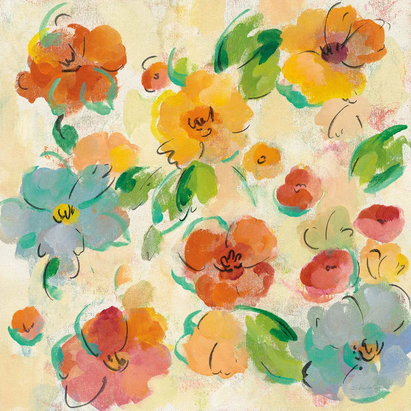 Playful Floral Trio III by Silvia Vassileva. SKU 46654a. Archival Giclee Fine art print for wall decor.