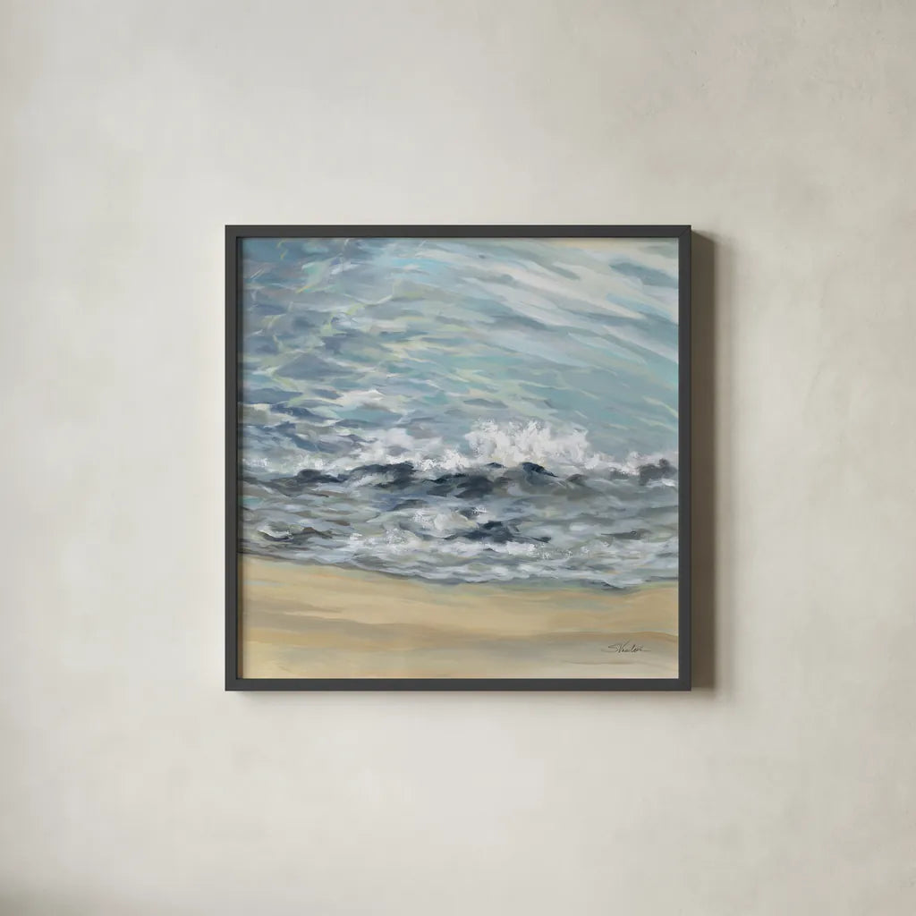 Playful Wave by Silvia Vassileva. Shown in a sleek black glass frame for a contemporary gallery look. Available as an archival giclee rolled canvas, fine art paper, or poster print. SKU 72294a.