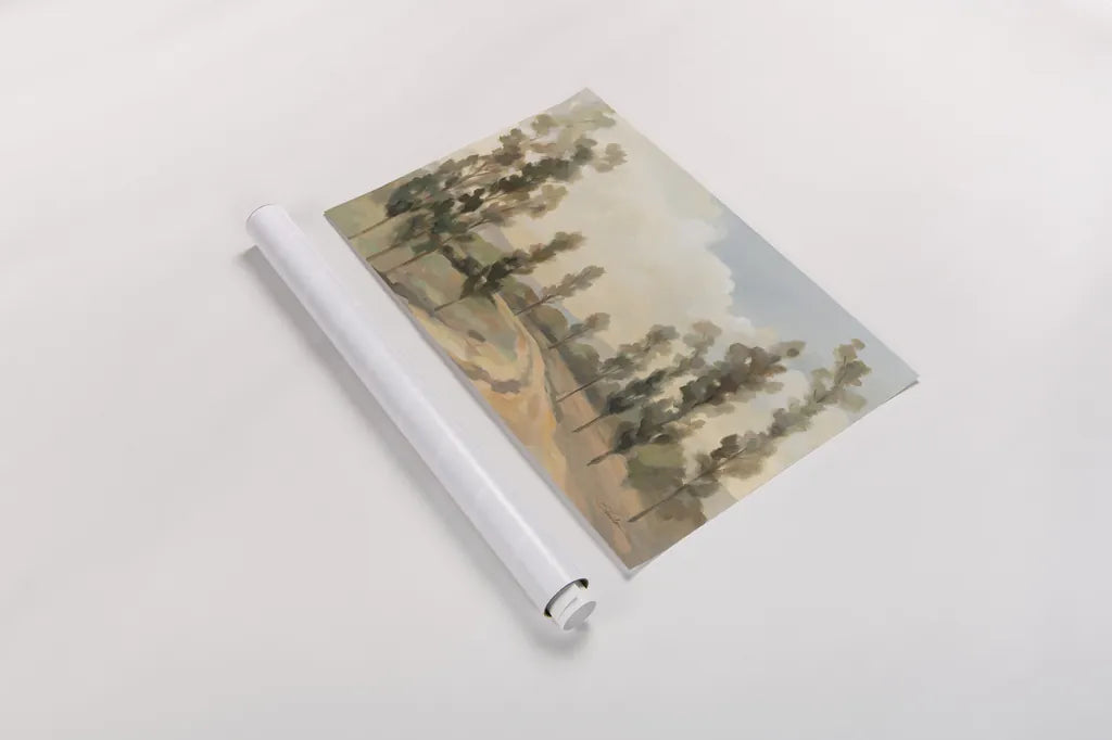 Poplars by the Road by Silvia Vassileva. shown as a rolled paper print. Available as archival giclee rolled canvas, fine art paper, or poster print. SKU 86523i.