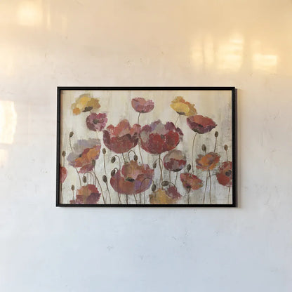 Poppies in the Rain by Silvia Vassileva. shown as a paper print in a black flame. Available as a archival giclee rolled canvas, fine art paper, or poster print. SKU 15008i.