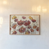 Poppies in the Rain by Silvia Vassileva. shown as a paper print in a natural frame. Available as a archival giclee rolled canvas, fine art paper, or poster print. SKU 15008i.