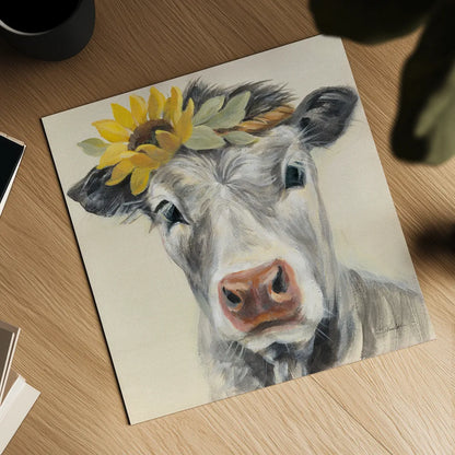 Pretty Cow by Silvia Vassileva. Shown as a detailed flat fine art print, highlighting archival giclee quality. Available as an archival giclee rolled canvas, fine art paper, or poster print. SKU 77108a.