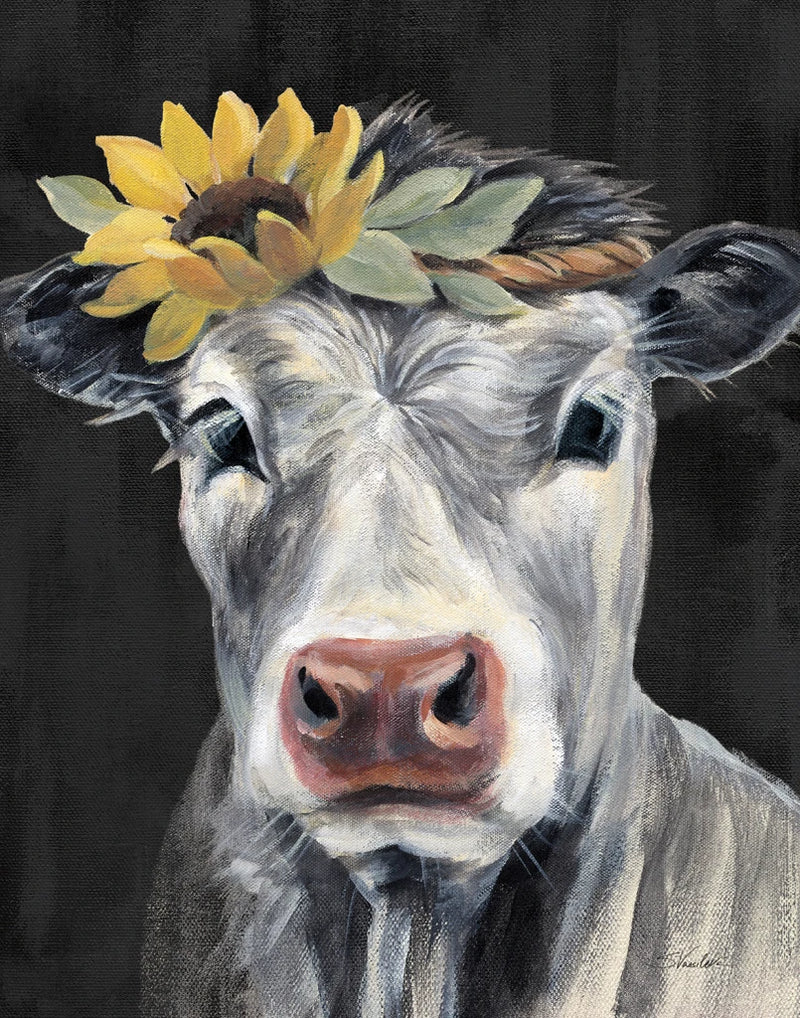 Pretty Cow on Black by Silvia Vassileva
