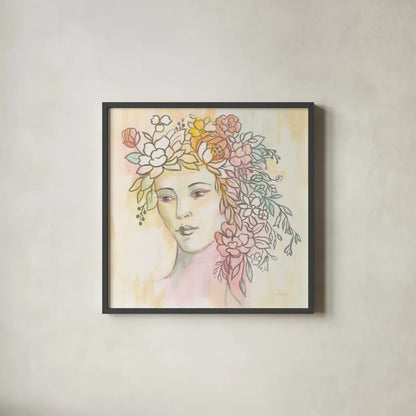 Primavera by Silvia Vassileva. Shown in a sleek black glass frame for a contemporary gallery look. Available as an archival giclee rolled canvas, fine art paper, or poster print. SKU 63906a.