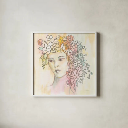 Primavera by Silvia Vassileva. Shown in a crisp white glass frame for a clean and minimalist style. Available as an archival giclee rolled canvas, fine art paper, or poster print. SKU 63906a.