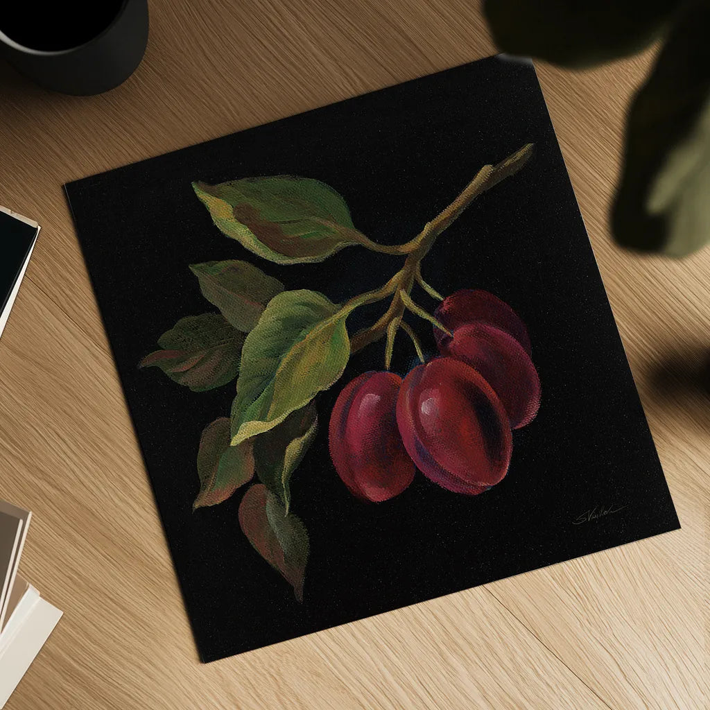 Prune no Words by Silvia Vassileva. Shown as a detailed flat fine art print, highlighting archival giclee quality. Available as an archival giclee rolled canvas, fine art paper, or poster print. SKU 29206a.
