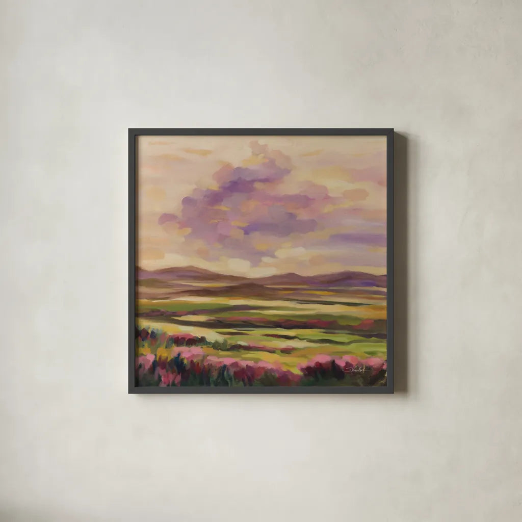 Purple Cloud by Silvia Vassileva. Shown in a sleek black glass frame for a contemporary gallery look. Available as an archival giclee rolled canvas, fine art paper, or poster print. SKU 100286a.
