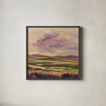 Purple Cloud by Silvia Vassileva. Shown in a sleek black glass frame for a contemporary gallery look. Available as an archival giclee rolled canvas, fine art paper, or poster print. SKU 100286a.