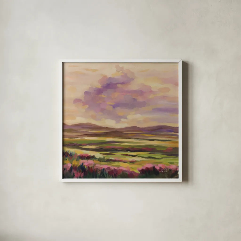 Purple Cloud by Silvia Vassileva. Shown in a crisp white glass frame for a clean and minimalist style. Available as an archival giclee rolled canvas, fine art paper, or poster print. SKU 100286a.