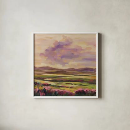 Purple Cloud by Silvia Vassileva. Shown in a crisp white glass frame for a clean and minimalist style. Available as an archival giclee rolled canvas, fine art paper, or poster print. SKU 100286a.