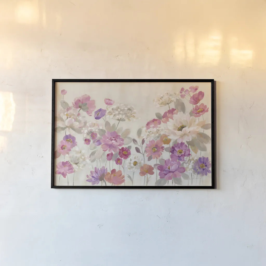 Queen Annes Lace Garden by Silvia Vassileva. shown as a paper print in a black flame. Available as a archival giclee rolled canvas, fine art paper, or poster print. SKU 38249i.