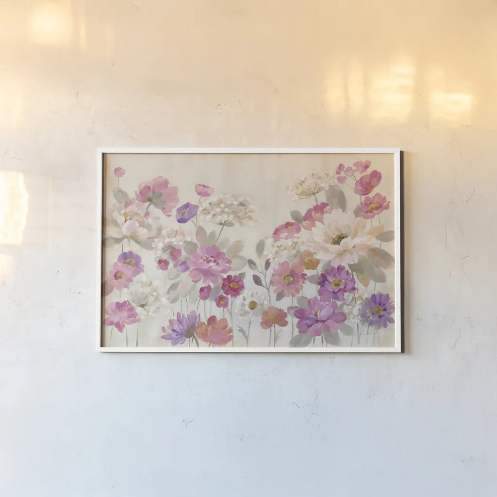 Queen Annes Lace Garden by Silvia Vassileva. shown as a paper print in a white frame. Available as a archival giclee rolled canvas, fine art paper, or poster print. SKU 38249i.
