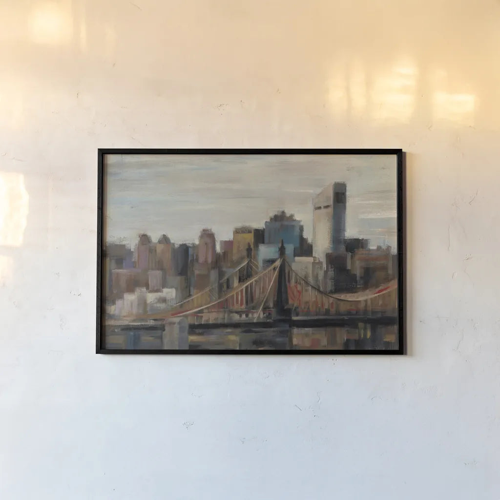 Queensboro Bridge by Silvia Vassileva. shown as a paper print in a black flame. Available as a archival giclee rolled canvas, fine art paper, or poster print. SKU 13583i.