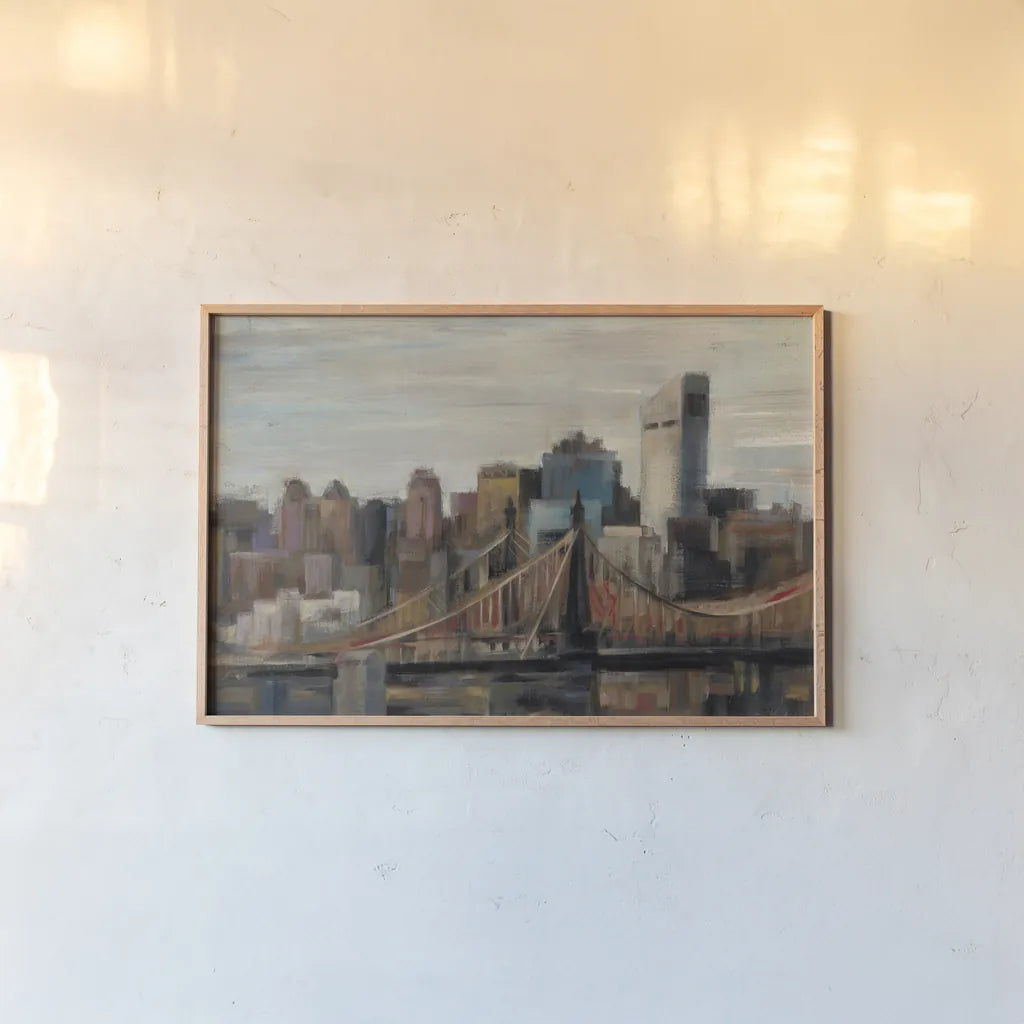 Queensboro Bridge by Silvia Vassileva. shown as a paper print in a natural frame. Available as a archival giclee rolled canvas, fine art paper, or poster print. SKU 13583i.