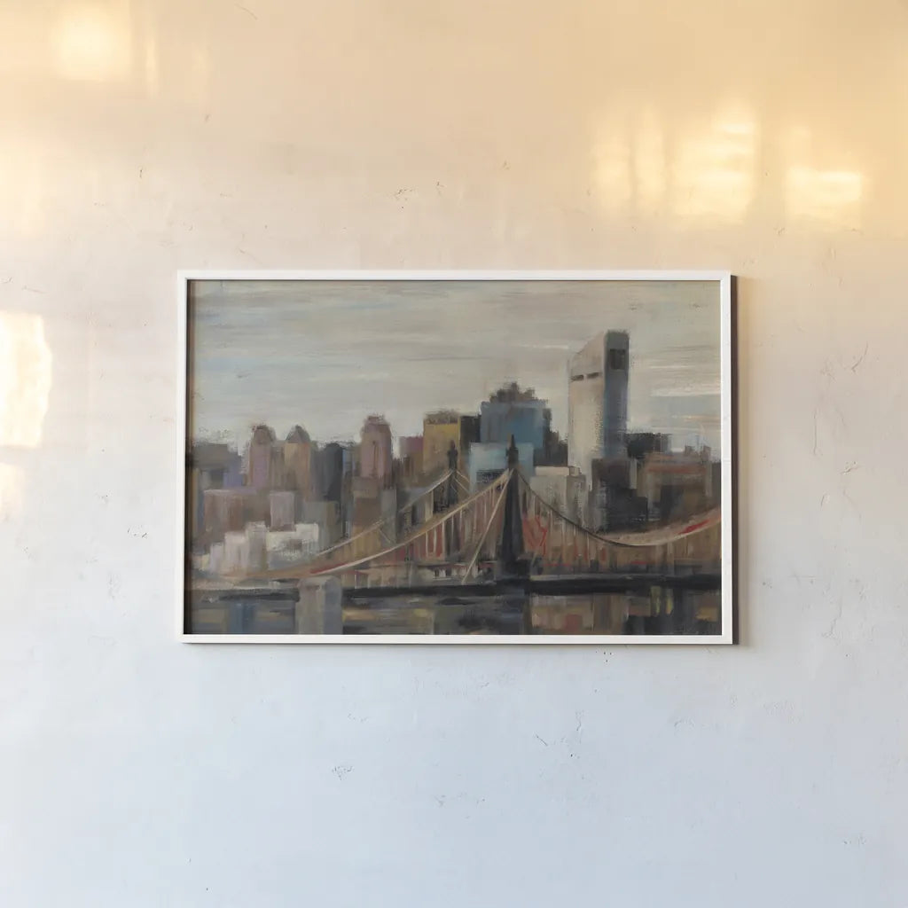Queensboro Bridge by Silvia Vassileva. shown as a paper print in a white frame. Available as a archival giclee rolled canvas, fine art paper, or poster print. SKU 13583i.
